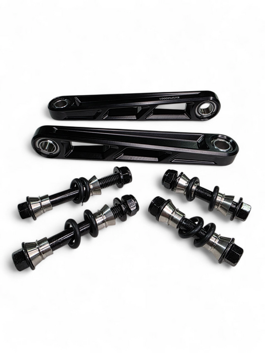 Front Sway Bar Links in anodized black for 2024+ Can-Am Maverick R showing CNC-milled 6061 billet aluminum construction