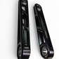 Pair of Can-Am Maverick R anodized black billet front sway bar links shown with hardware