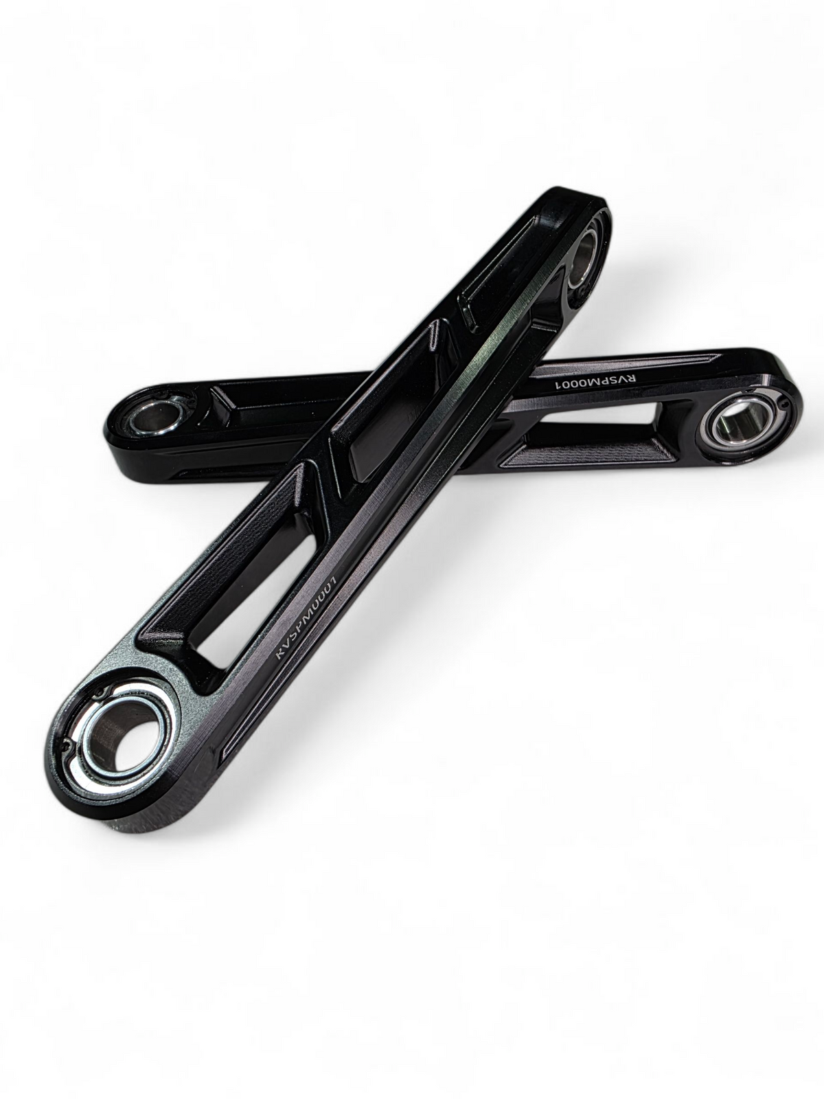 Anodized black billet front sway bar links installed on Can-Am Maverick R in factory position