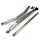 Side profile of Can-Am Maverick R anodized clear radius rods showing high clearance raised design and billet aluminum machining