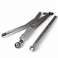 Can-Am Maverick R High Clearance Radius Rods laid flat showing full set, removable brush shields, and included hardware kit