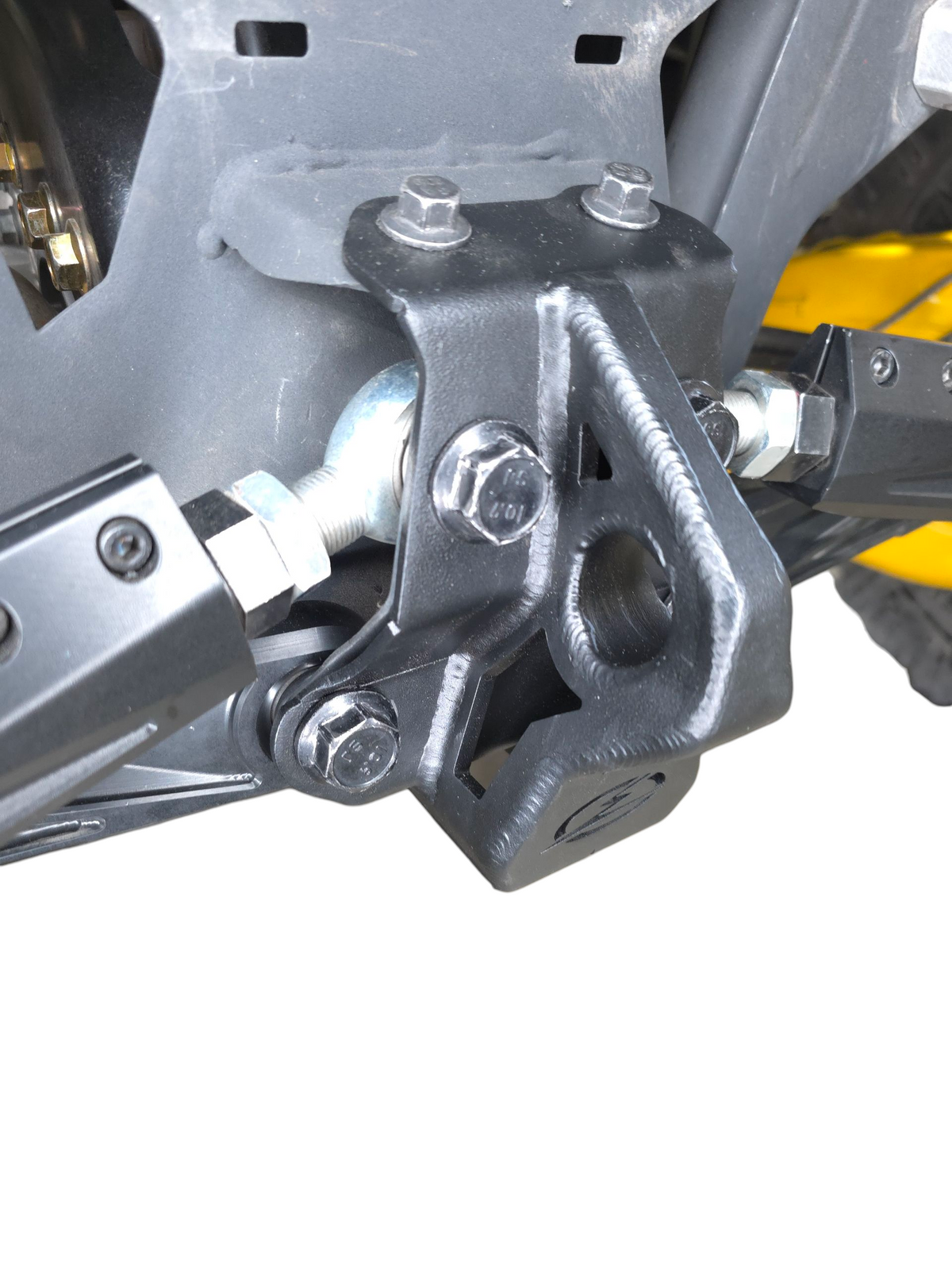Can-Am Maverick R 4-seat sheet metal radius rod plate shown solo displaying full steel construction