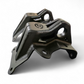 Built-in tow hook detail on Can-Am Maverick R steel radius rod plate for recovery