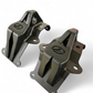 Detail of Can-Am Maverick R sheet metal radius rod plate showing radius rod protection