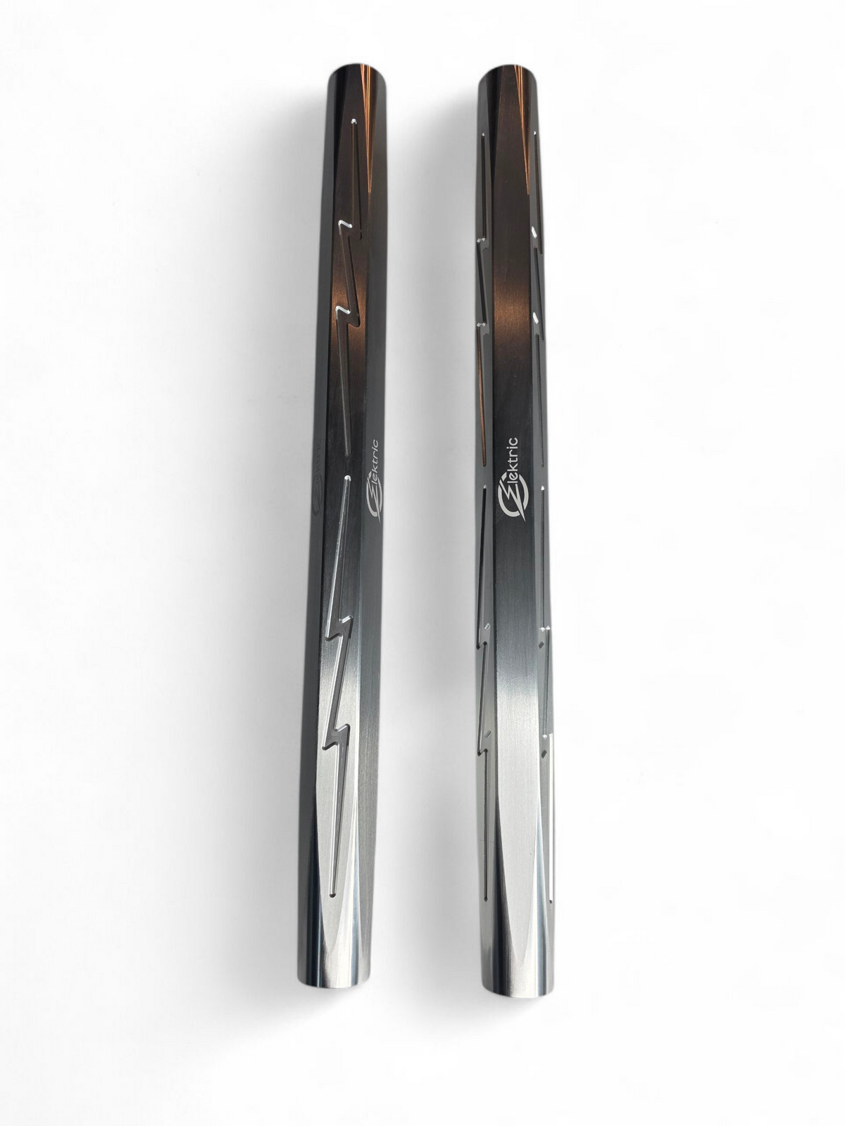 Close-up of a clear anodized billet aluminum tie rod for the Can-Am Maverick R showing the machined surface
