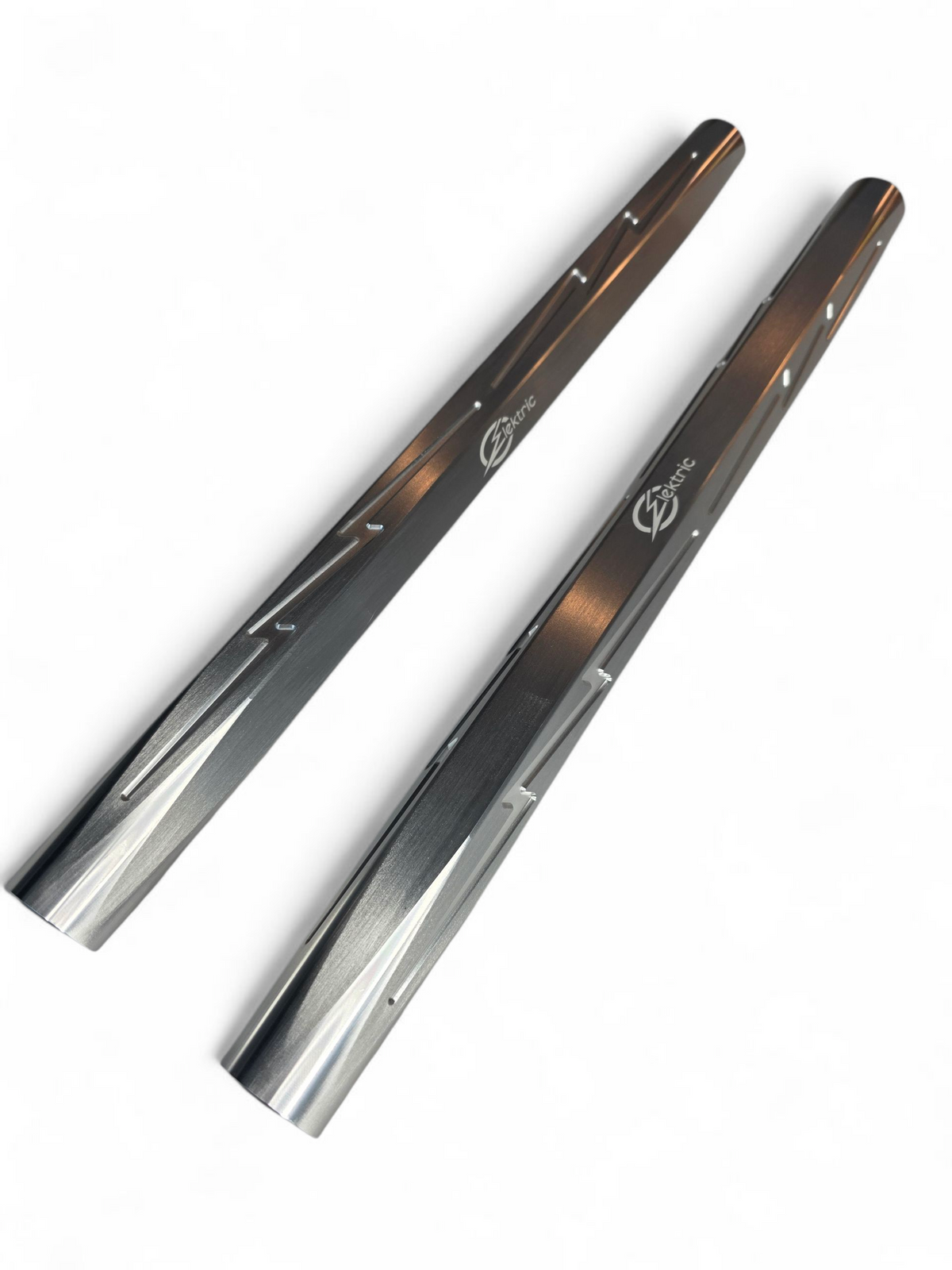 Side profile of a Can-Am Maverick R billet tie rod in a clear anodized finish