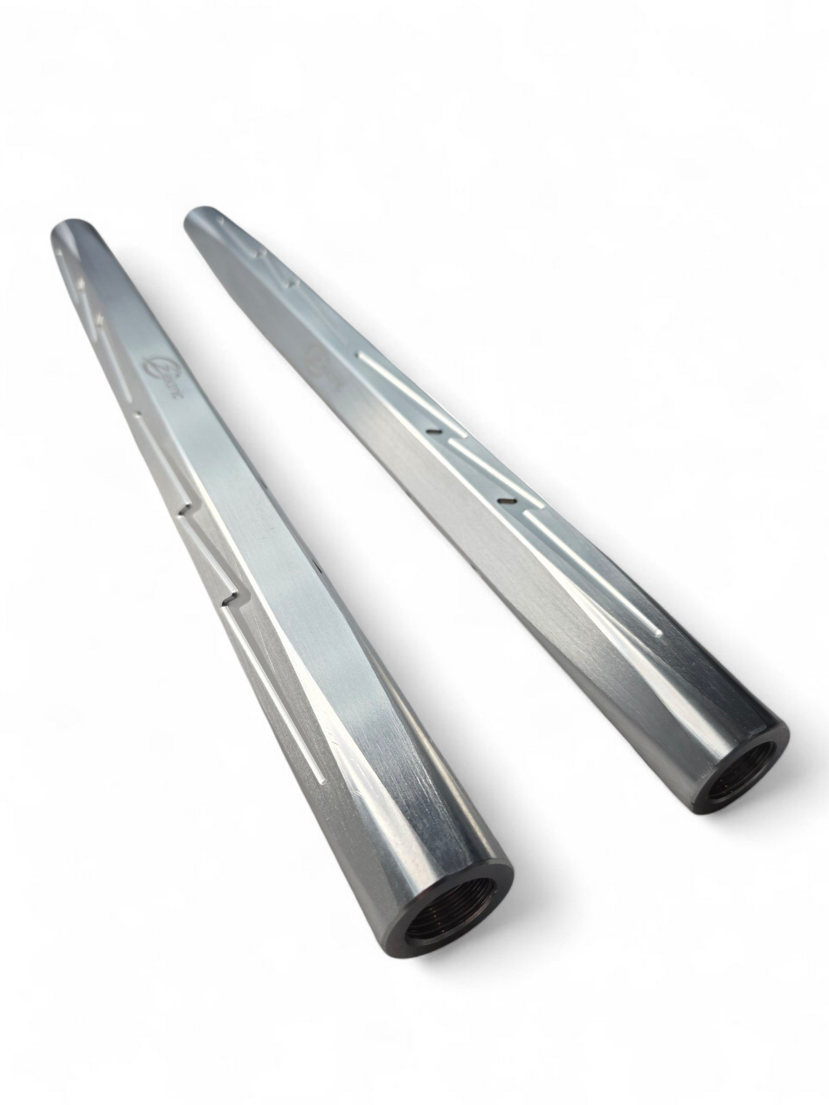 Natural billet aluminum Maverick R tie rod with the factory rod end installed