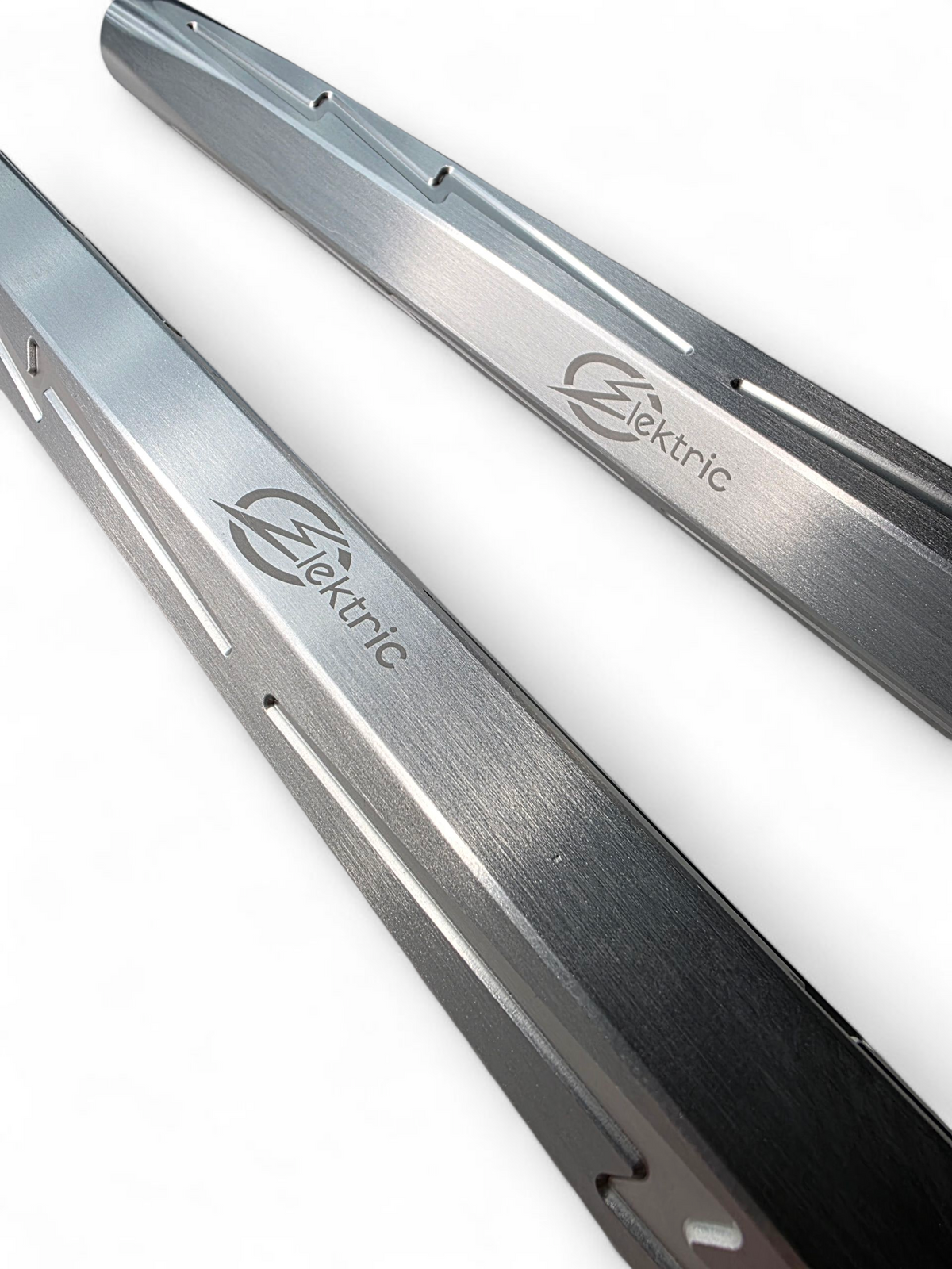 Threaded end of a clear anodized Maverick R billet tie rod, close-up