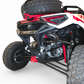side rear quarter angle of 2024–2026 Can-Am Maverick R Max showing Volt Rear Bumper flush fitment along the full width of the 4-seat chassis