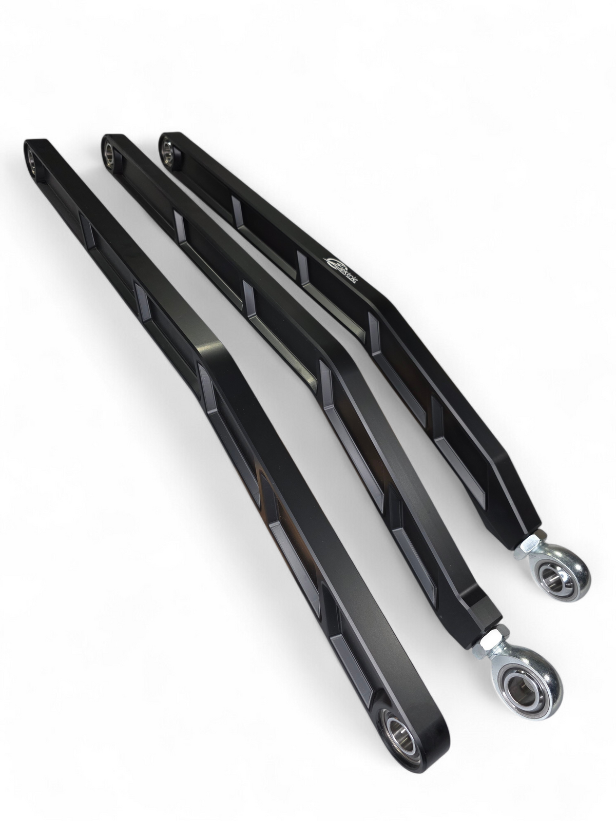 High Clearance Billet Radius Rods in anodized black for 72-inch RS Can-Am Maverick X3 showing 6061 aluminum construction