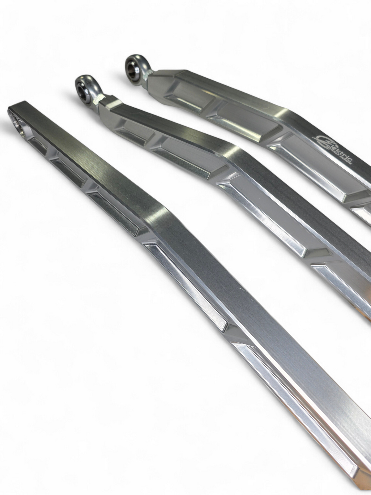 Uniball joint detail on Can-Am Maverick X3 clear anodized billet radius rod showing articulation end