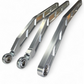 High clearance raised design of Can-Am Maverick X3 clear anodized billet radius rods showing ground clearance gain