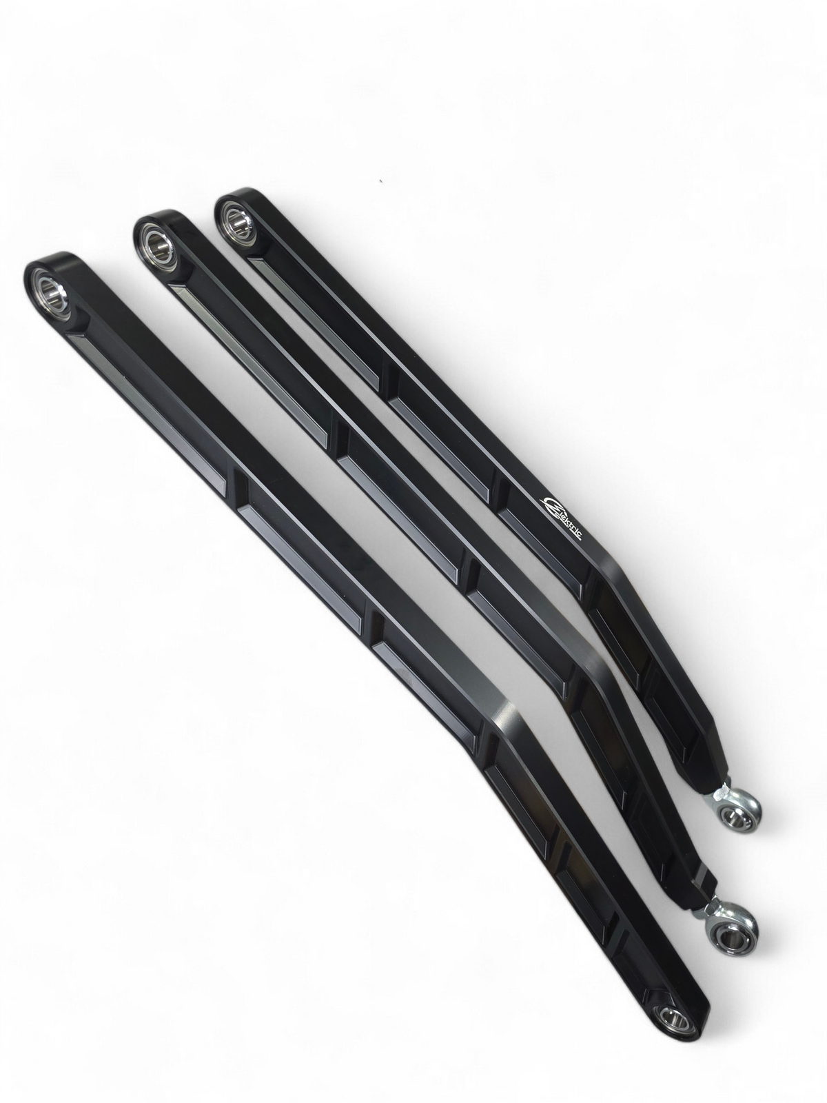 Anti-rocking dust ring detail on Can-Am Maverick X3 radius rod limiting tilt and protecting bearings