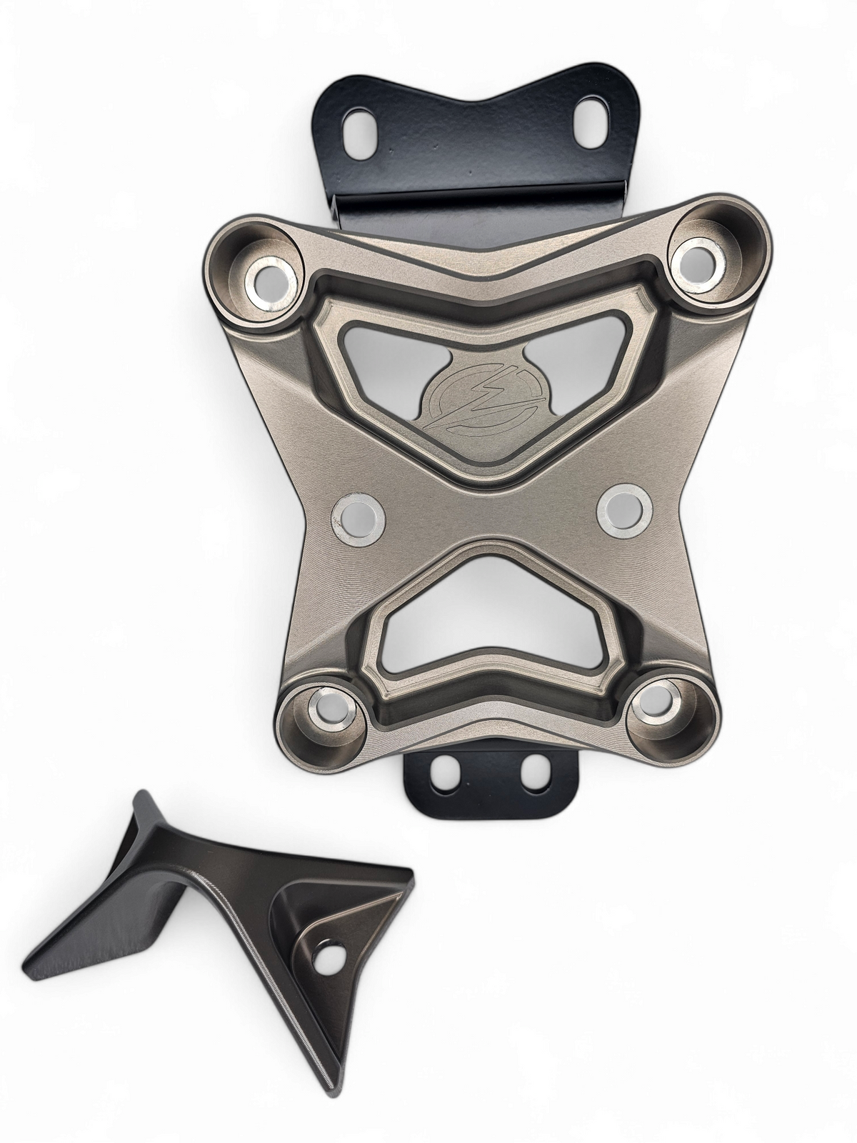 10-bolt mounting pattern detail on Can-Am Maverick X3 gun metal radius rod plate