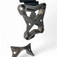 Gun metal 10-bolt radius rod plate shown installed on Can-Am Maverick X3 rear suspension