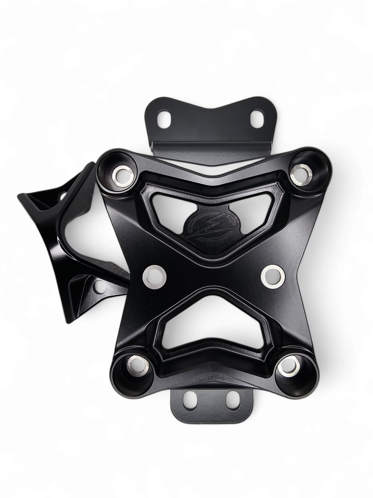 10-Bolt Radius Rod Plate in black anodized finish for 2022-2026 Can-Am Maverick X3 showing 6061 billet aluminum