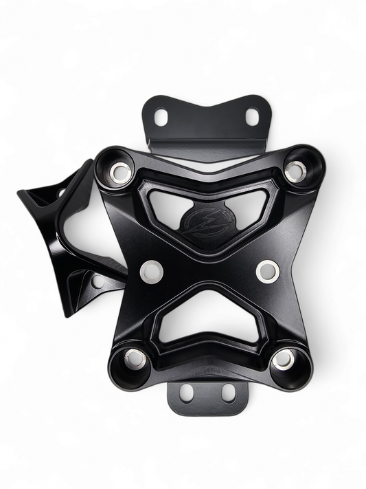 10-Bolt Radius Rod Plate in black anodized finish for 2022-2026 Can-Am Maverick X3 showing 6061 billet aluminum