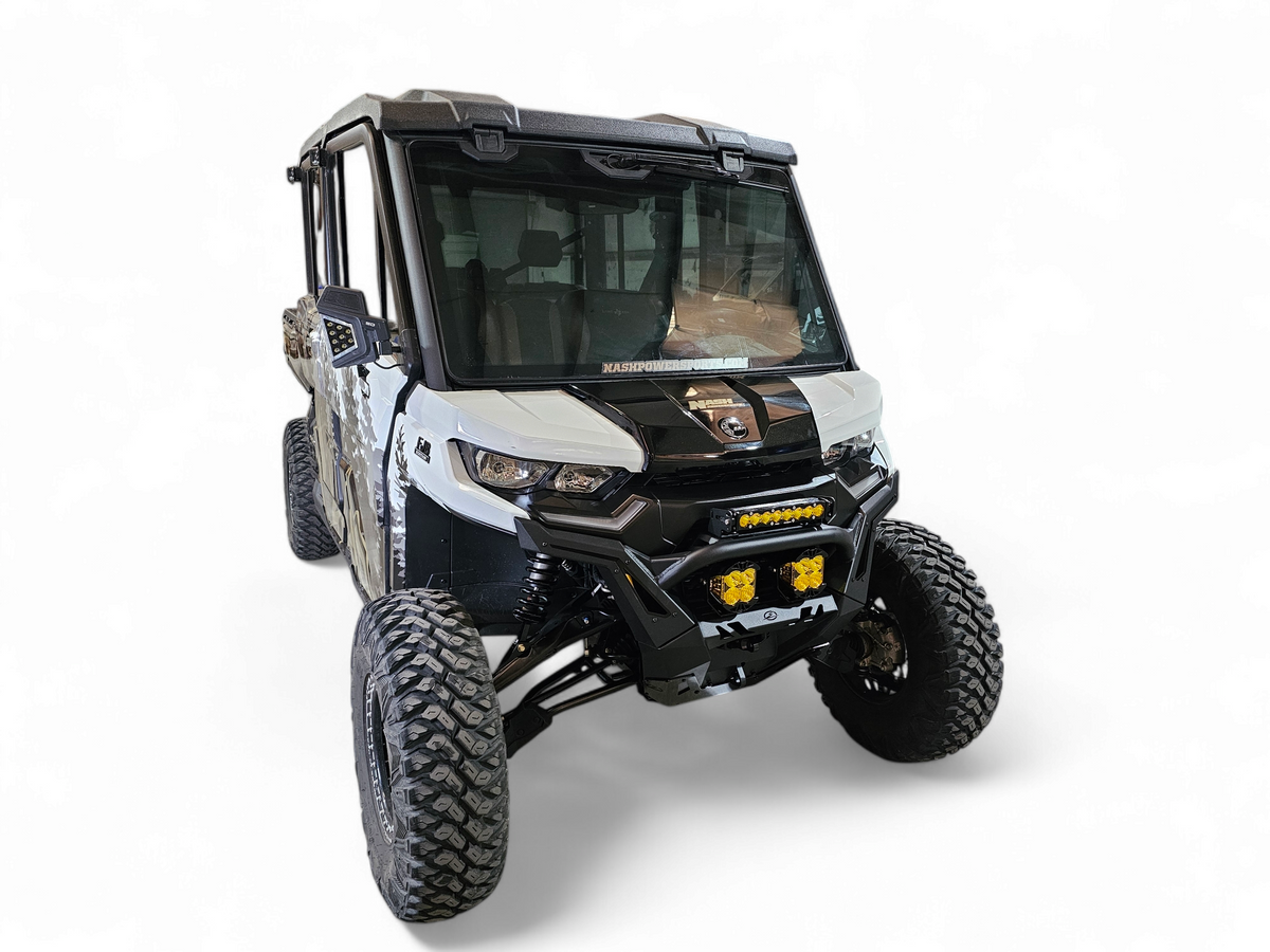 Hammer black powder coat and satin black panel finish on Can-Am Defender Volt Front Winch Bumper