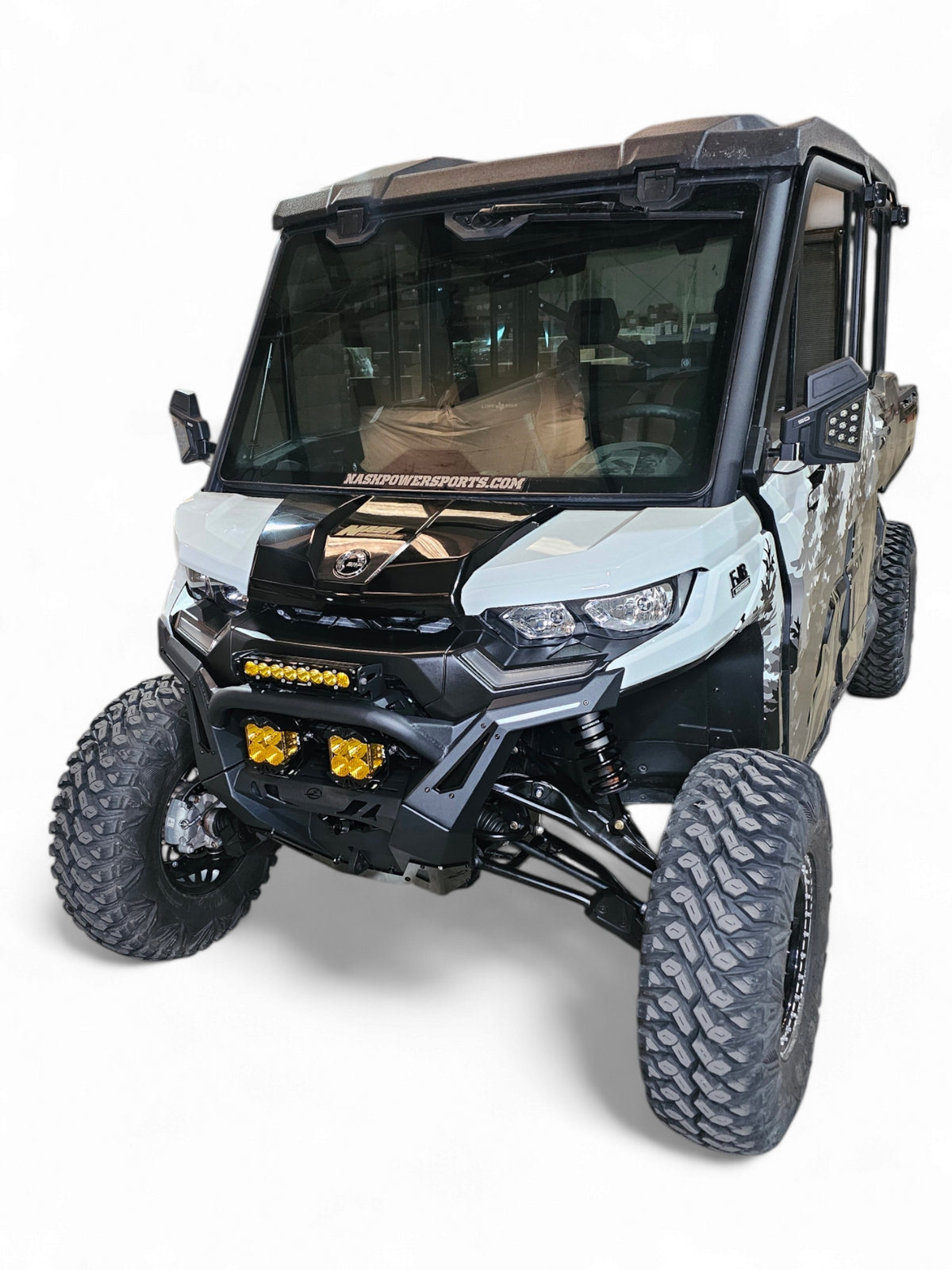 Side profile of Can-Am Defender Volt Front Winch Bumper showing body-line contour fit
