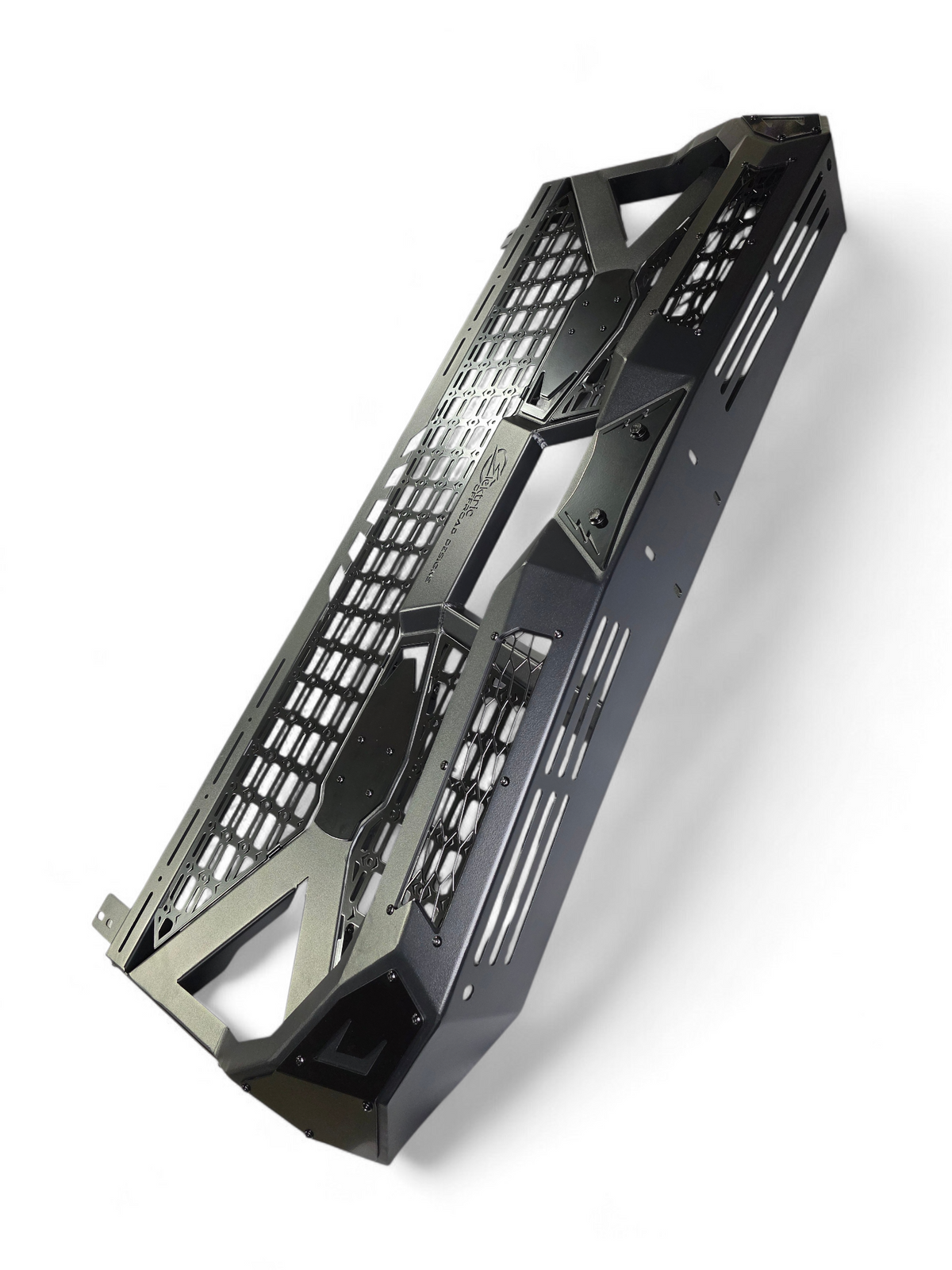 Hammer black powder coat and satin black panel finish on Can-Am Defender Headache Rack
