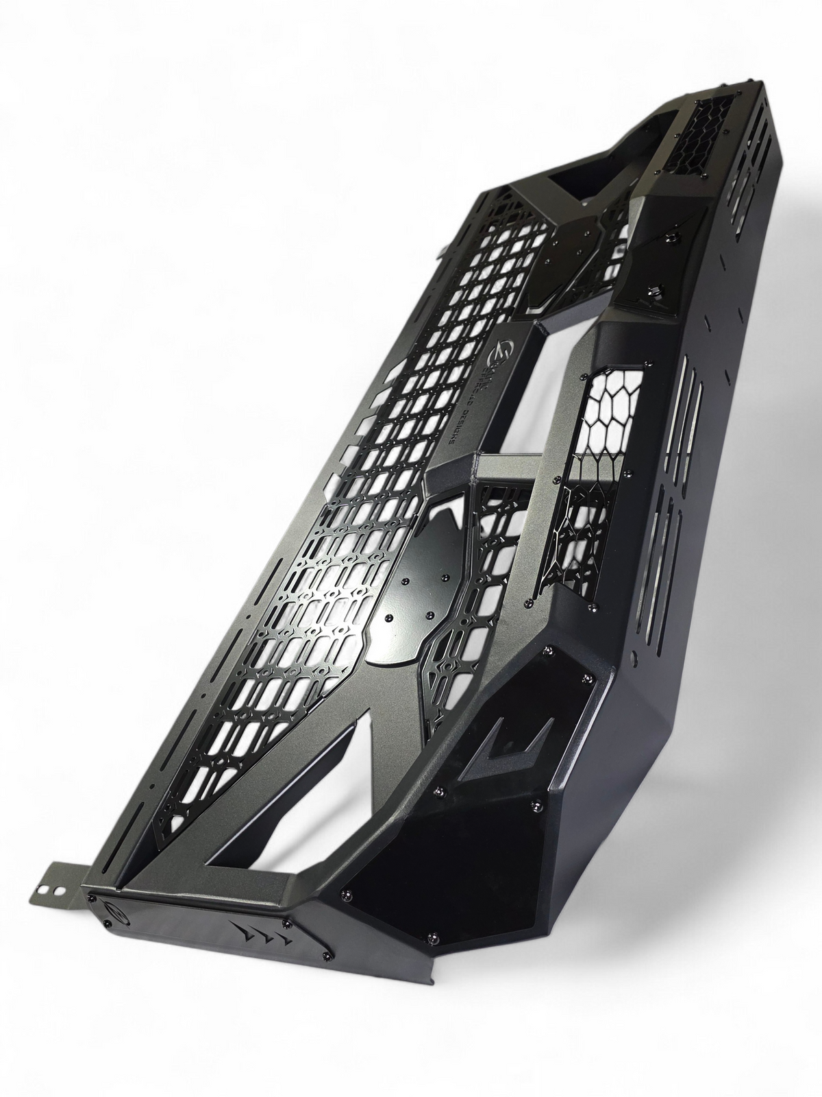 Can-Am Defender HD10 HD11 Headache Rack shown solo displaying full steel and aluminum construction with MOLLE panels