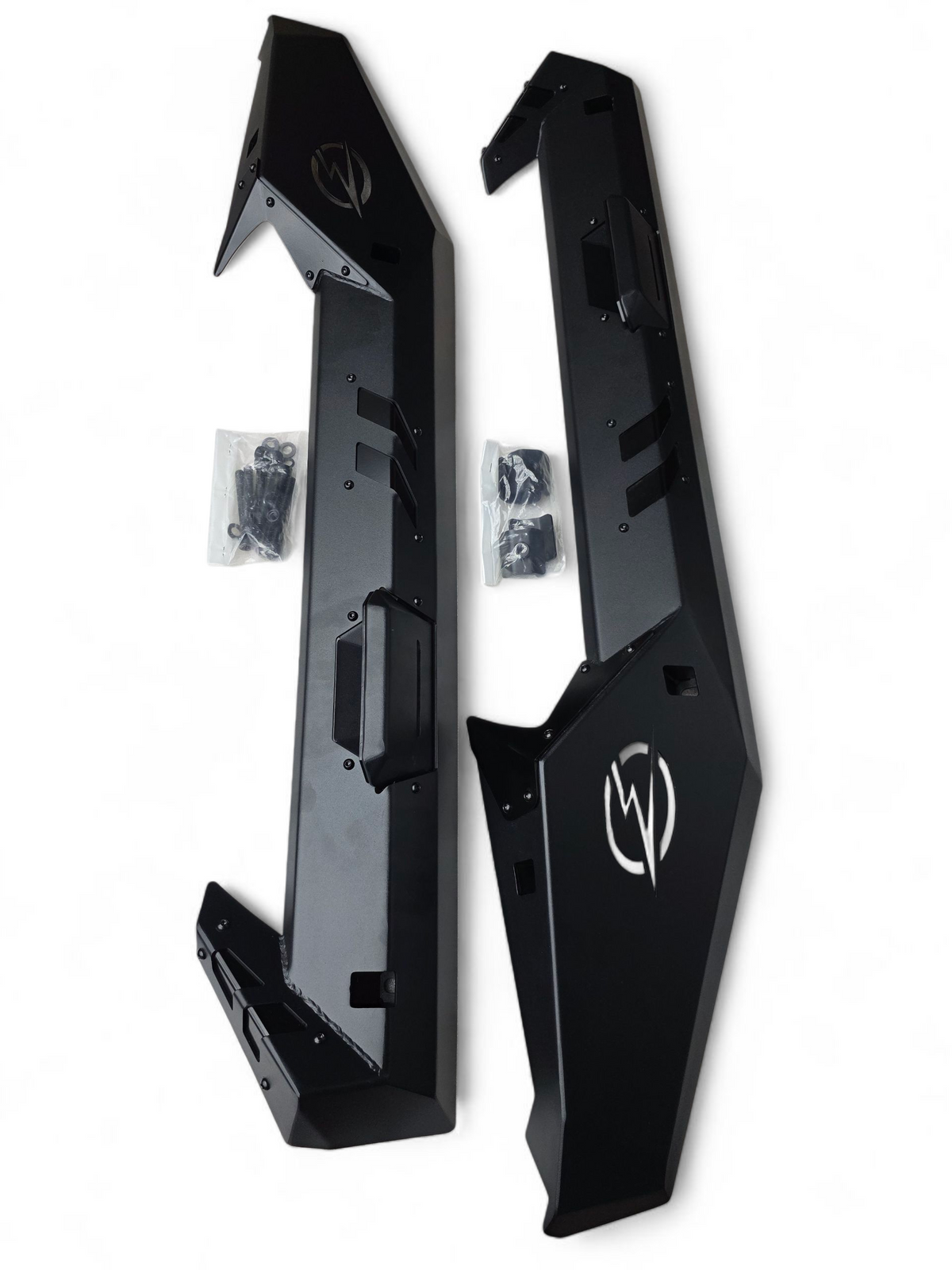 Angled view of Can-Am Maverick R 2-seat Volt Rocker Steps showing step height and slider depth