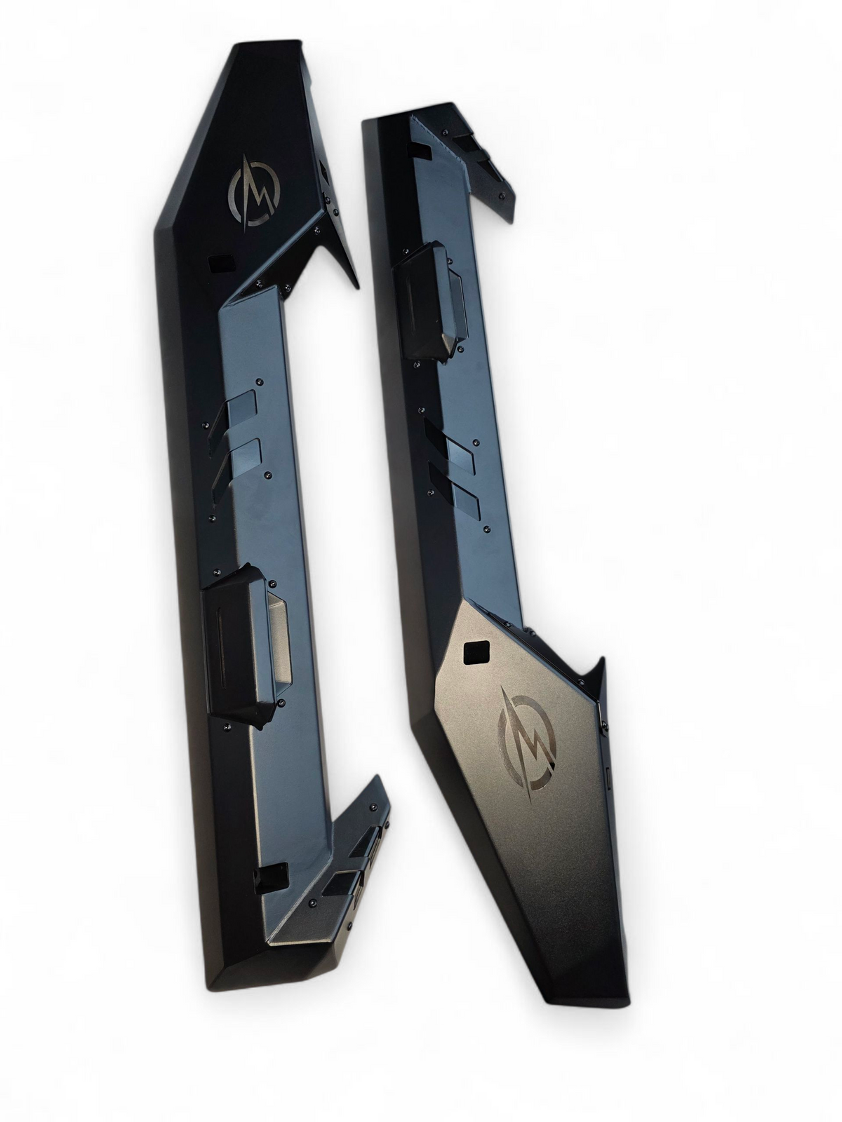 Installed Volt Rocker Steps on 2-seat Can-Am Maverick R demonstrating clean body-line fitment