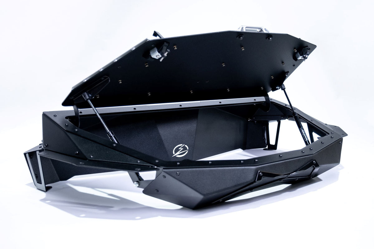 Passenger side view of Can-Am Maverick X3 Baja Bed Box showing bed integration