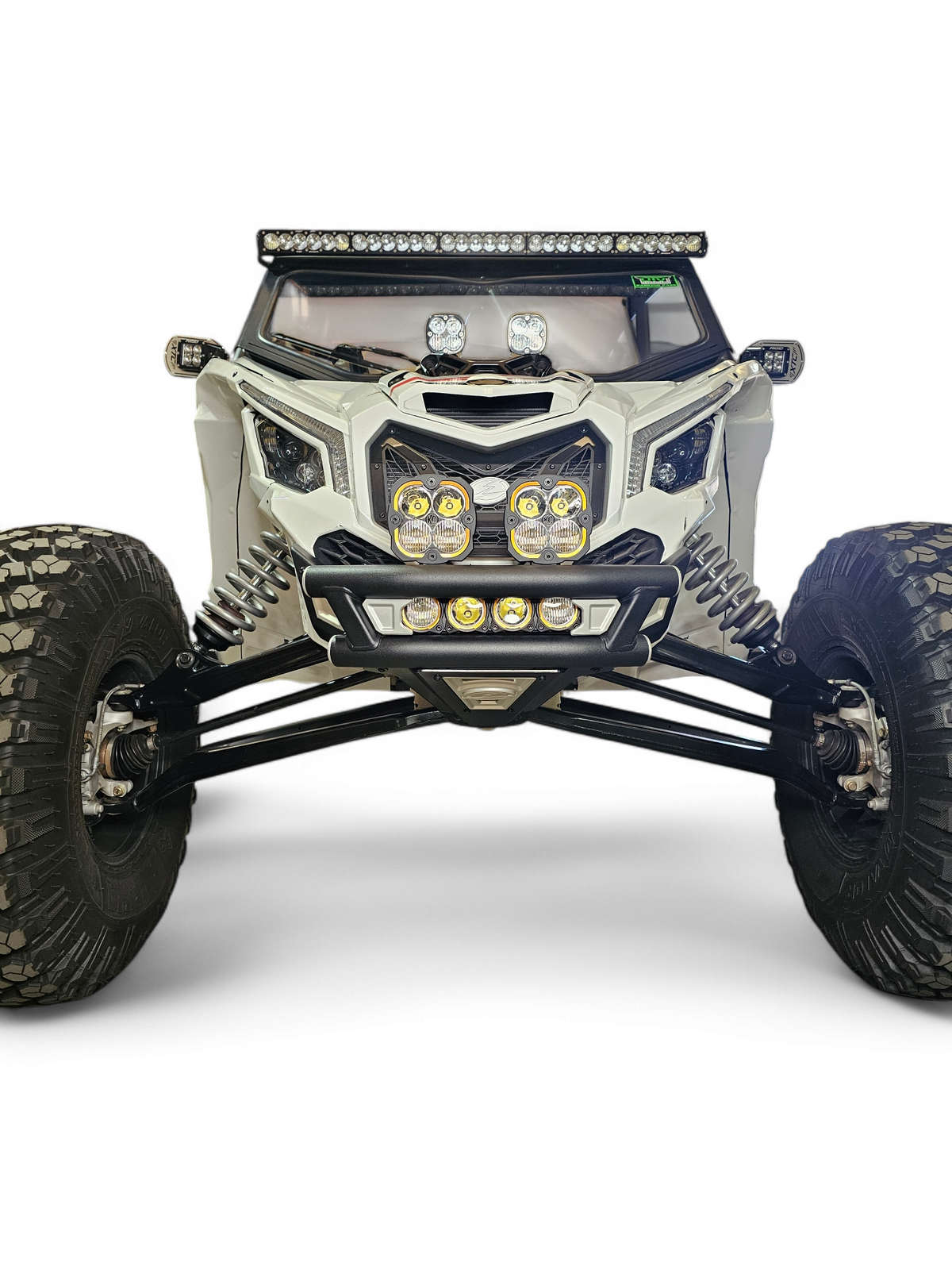 Hammer black and satin panel finish detail on Can-Am Maverick X3 Amp front bumper