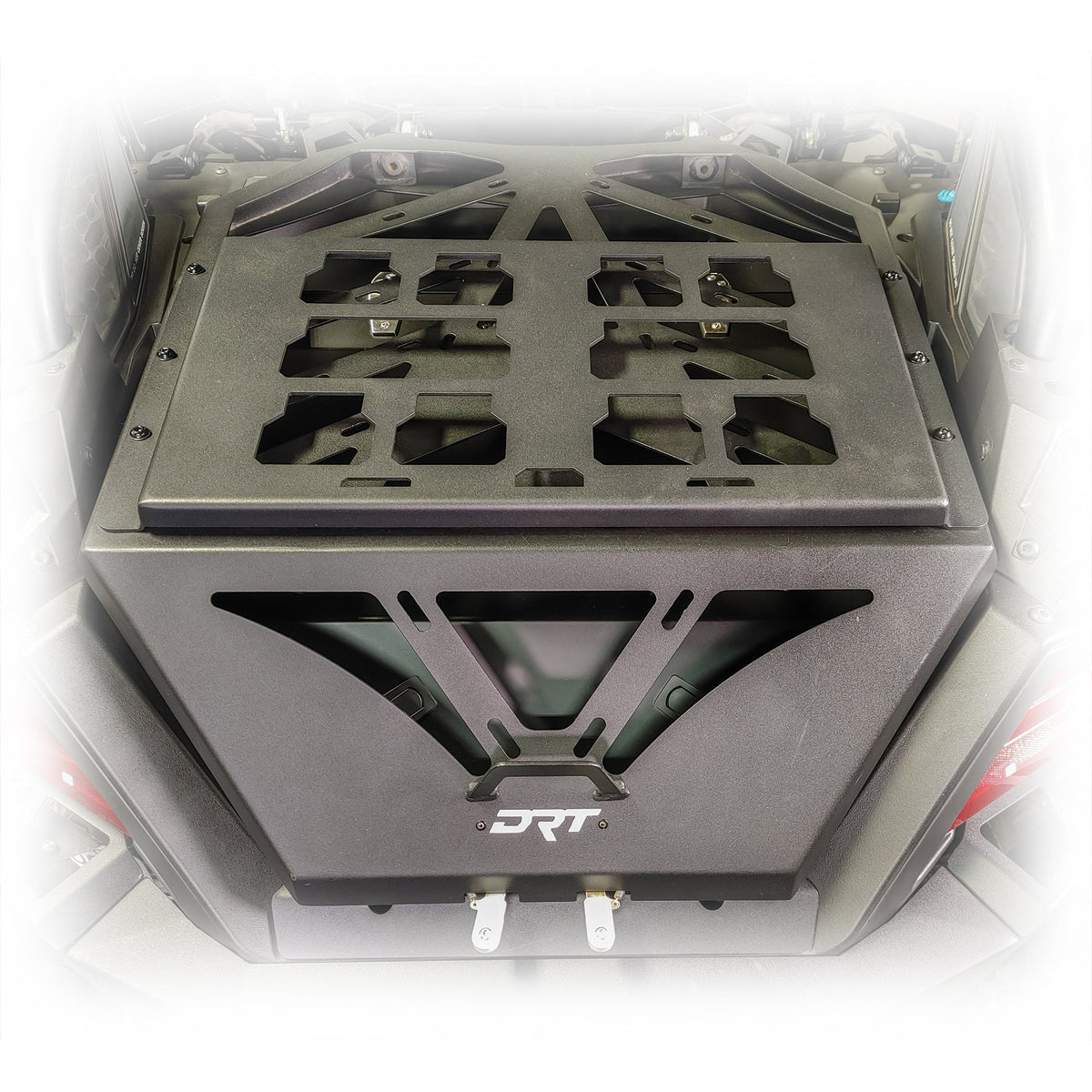 Polaris RZR Packout mount metal bracket mounted on tire carrier