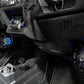 UTV Stereo audio system installed in vehicle dashboard with blue illuminated speakers