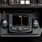 UTV Stereo head unit installed in a vehicle dashboard with rocker switches