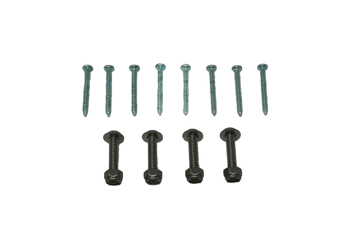 UTV Stereo hardware kit containing eight wood screws and four bolts with matching nuts