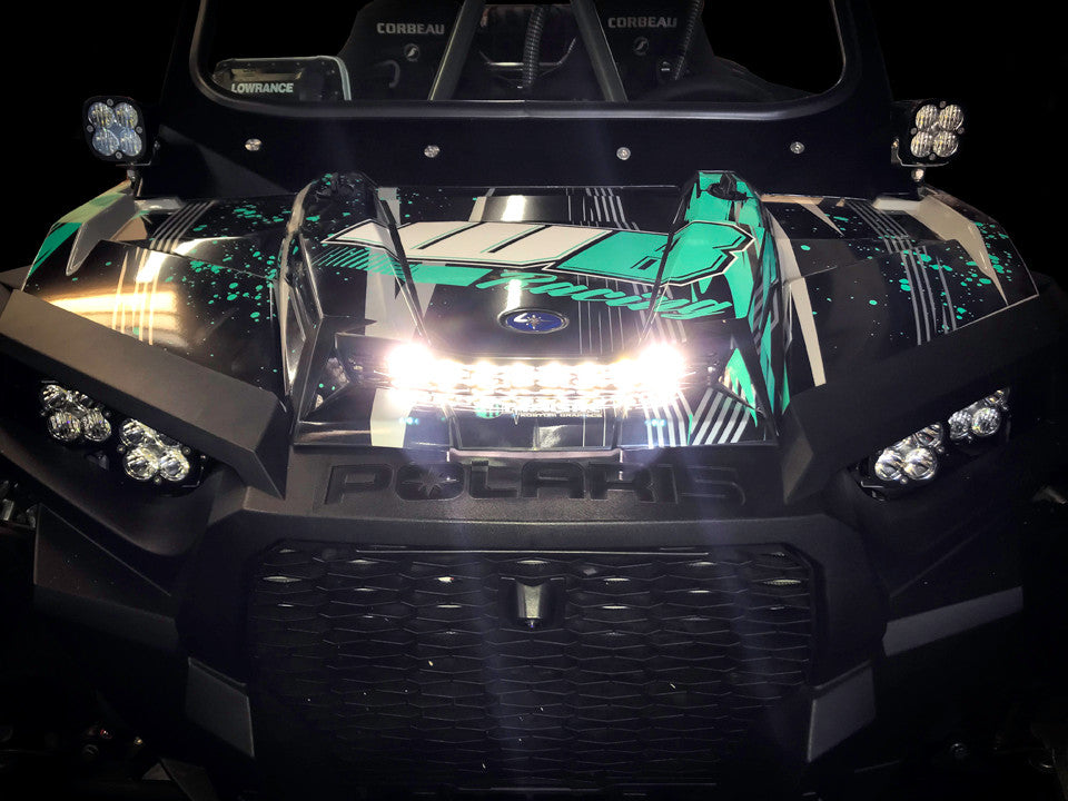 S8 10 Inch Hood Mount Light Bar Kit - Polaris 2016-18 RZR XP Turbo