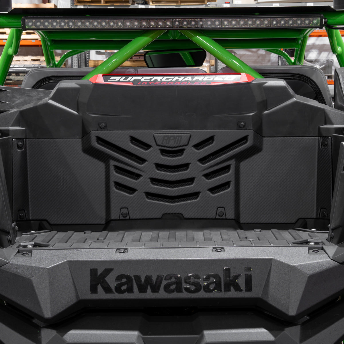 RPM Kawasaki H2 Carbon Fiber Louvered Cargo Cover Installed on Vehicle