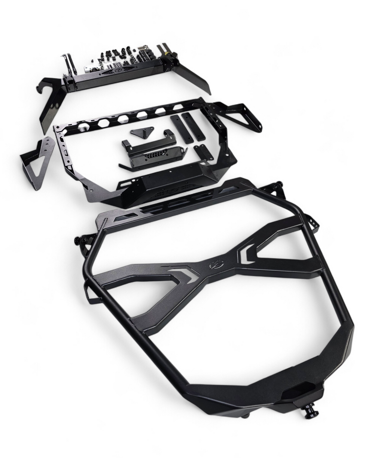 Kawasaki Teryx H2 Baja tire rack carrying an oversized 35-inch off-road spare tire