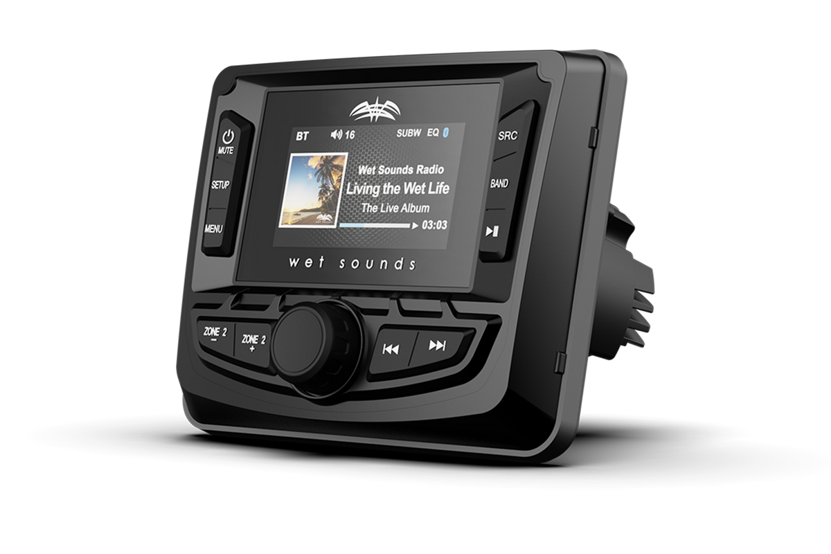 UTV Stereo Wet Sounds digital media receiver with display screen and control buttons