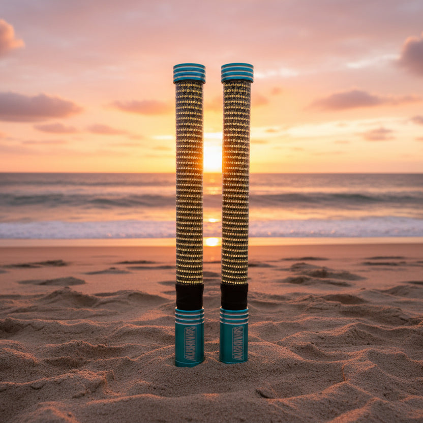 A set of Mini Moes with Teal Base and Cap
