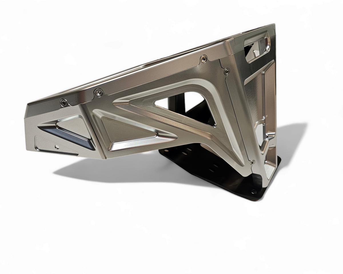 Billet aluminum edge and machining detail on Polaris RZR clear front winch bumper