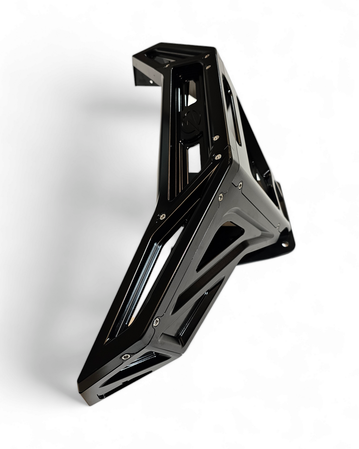 Black anodized finish texture close-up on Polaris RZR billet front winch bumper