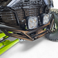 Hidden frame-mounted steel winch mount detail on Polaris RZR billet front bumper