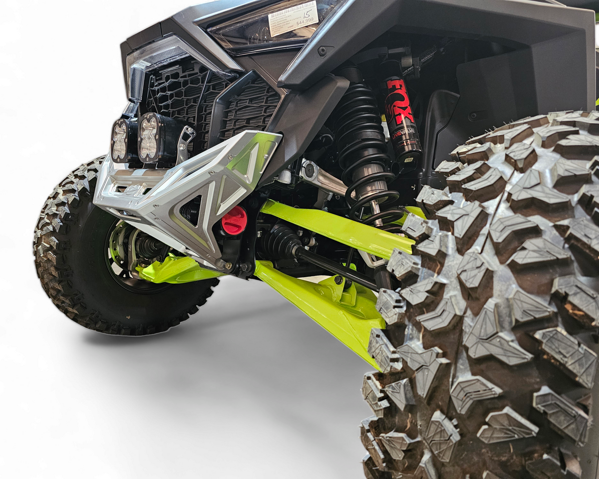 Built-in fairlead slot detail on Polaris RZR clear billet front winch bumper