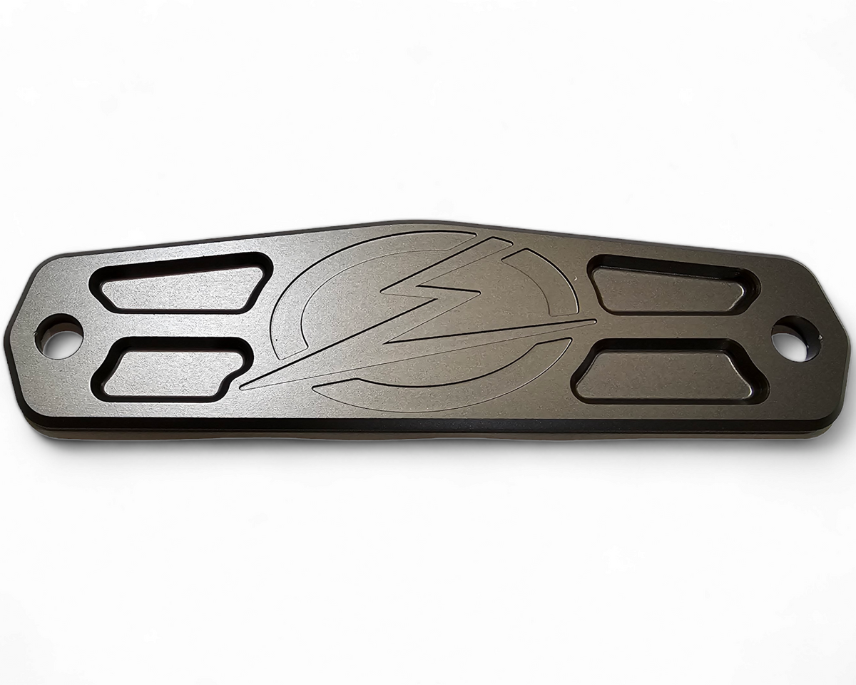 6061 billet aluminum construction detail on EOD fairlead cover plate, gunmetal finish