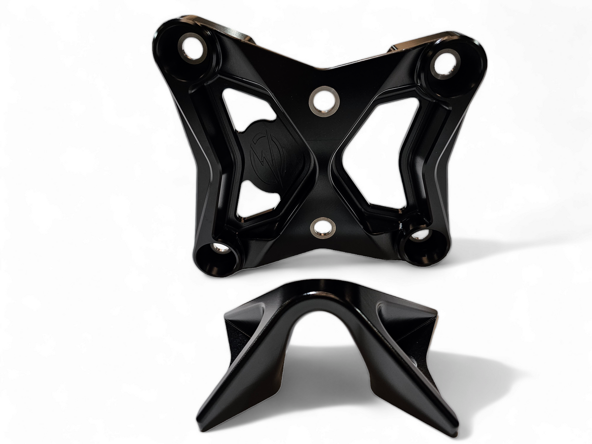 Stainless steel sleeve insert detail on Can-Am Maverick X3 black radius rod plate