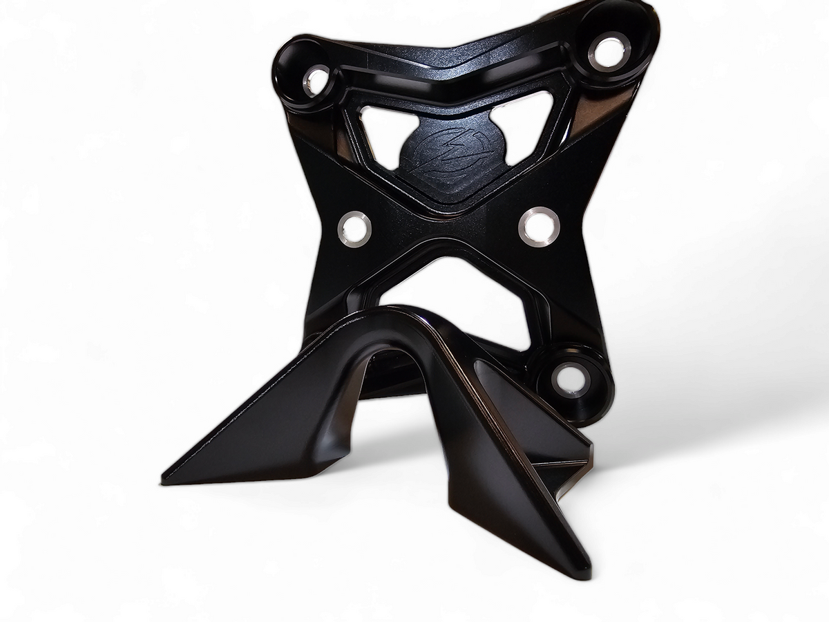 Can-Am Maverick X3 black 6-bolt radius rod plate shown solo displaying full machined construction and tow hook