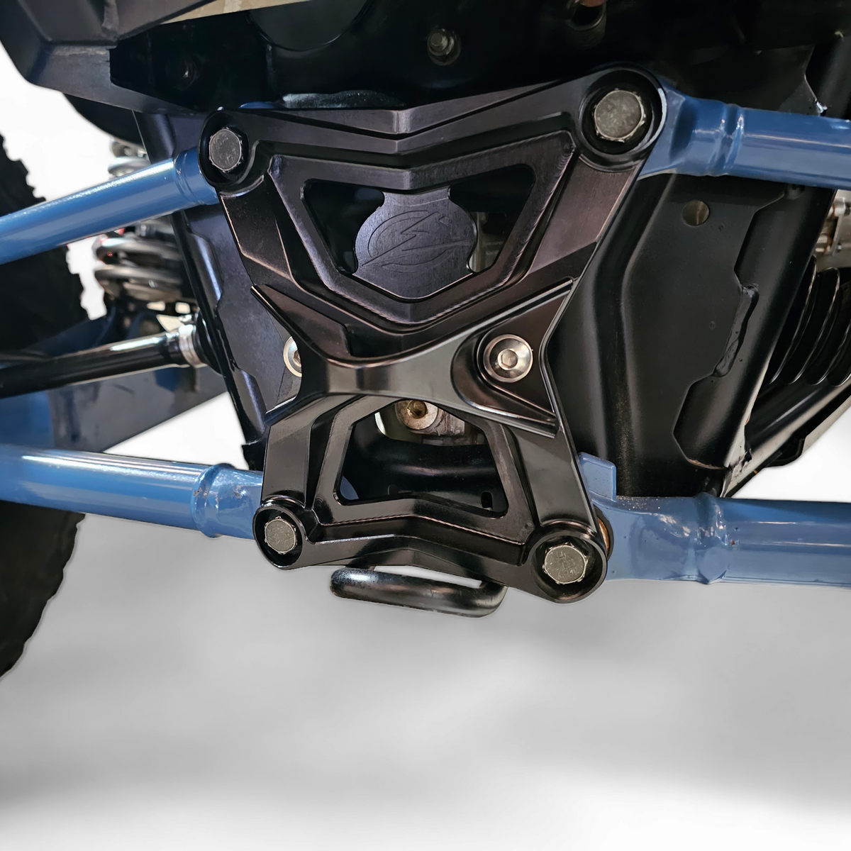 Black anodized finish on Polaris RZR Pro XP radius rod plate