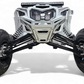 Rear structure view of Can-Am Maverick X3 billet front winch bumper showing steel winch mounting plate