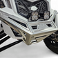 Installed profile of clear anodized billet front winch bumper on Can-Am Maverick X3 demonstrating body-line fitment
