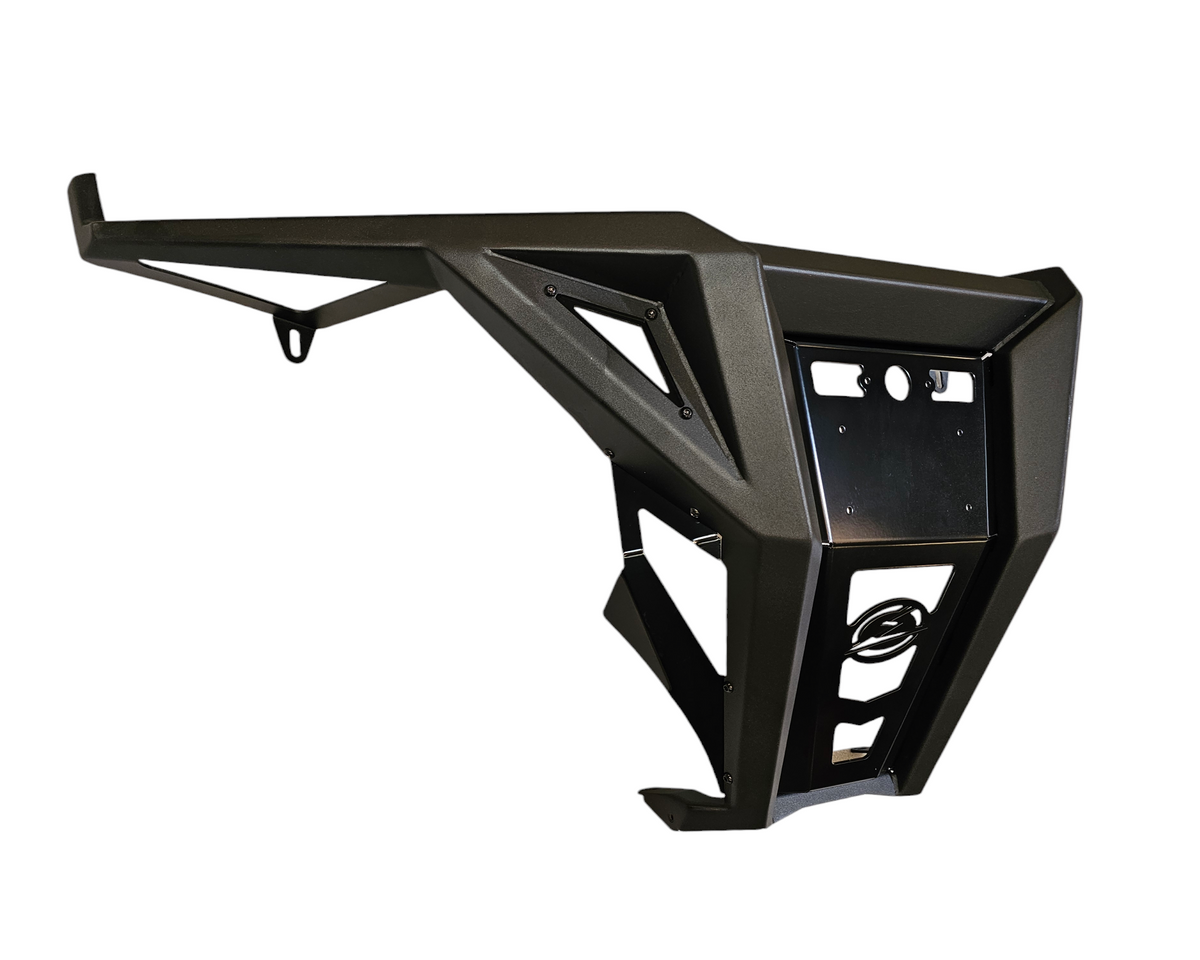 Polaris RZR Turbo R rear bumper shown installed displaying camera relocation