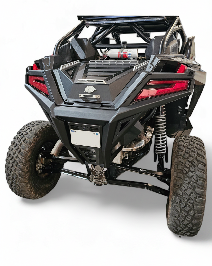 Bolt-on mounting detail on Polaris RZR Pro XP Volt rear bumper